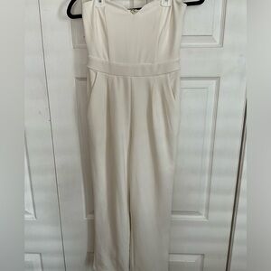 EXPRESS White/ Off-white Sleeveless Jumpsuit
